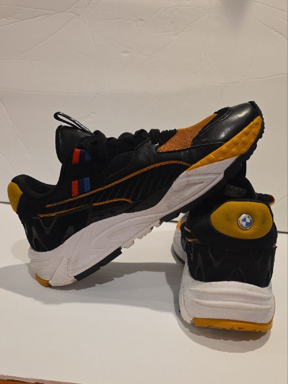 Rare Men's Black & Gold Yellow Racing-Inspired Sneakers BMW RS M SERIES Size 10 - Picture 9 of 16